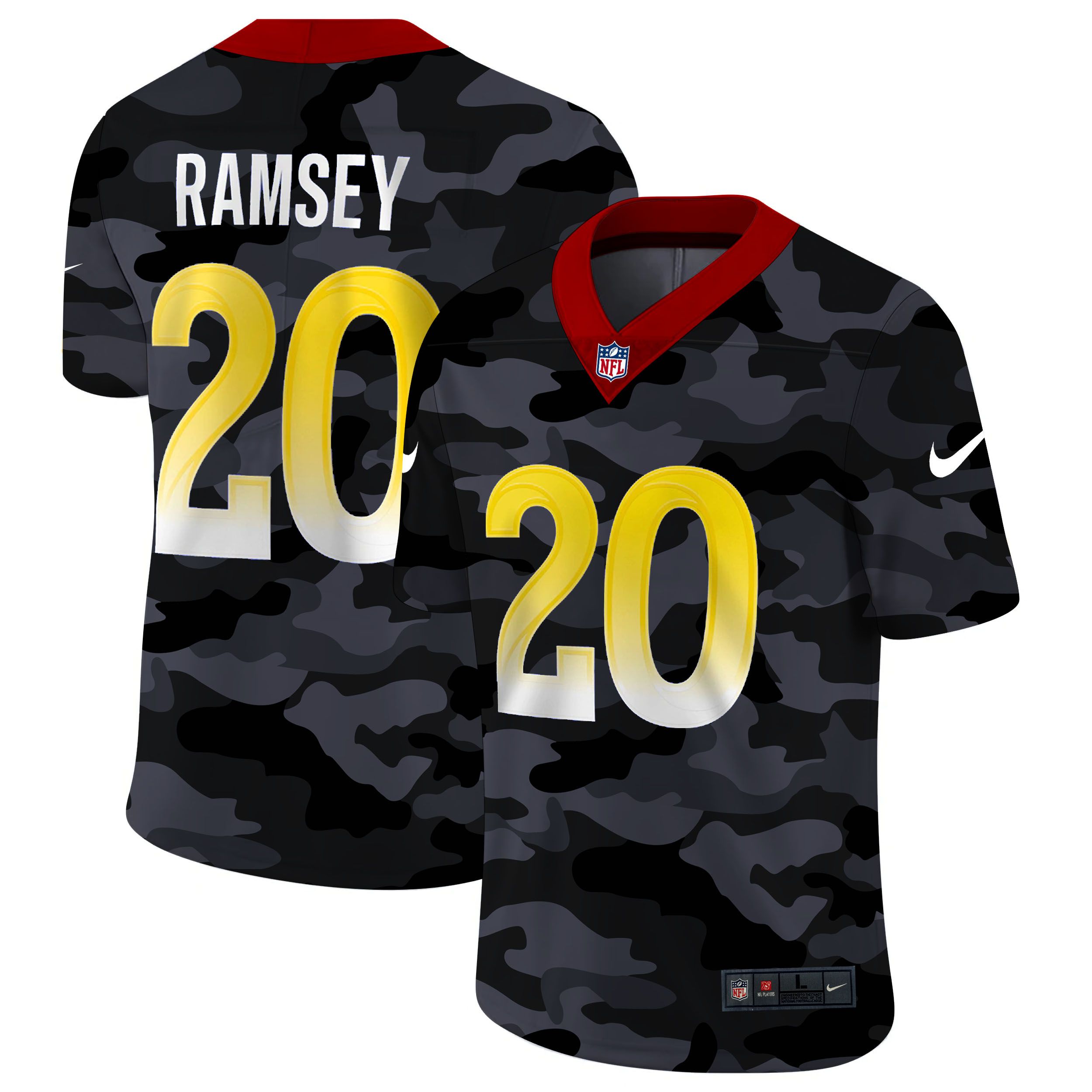 Men Los Angeles Rams #20 Ramsey 2020 Nike Camo Salute to Service Limited NFL Jerseys
